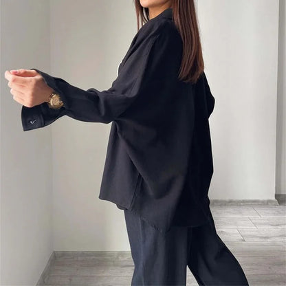 Ensemble Loungewear Chemise & Pantalon (Poches) - Vallure