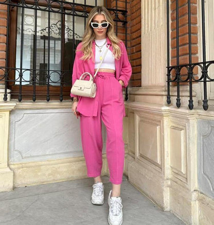 Ensemble Loungewear Chemise & Pantalon (Poches) - Vallure